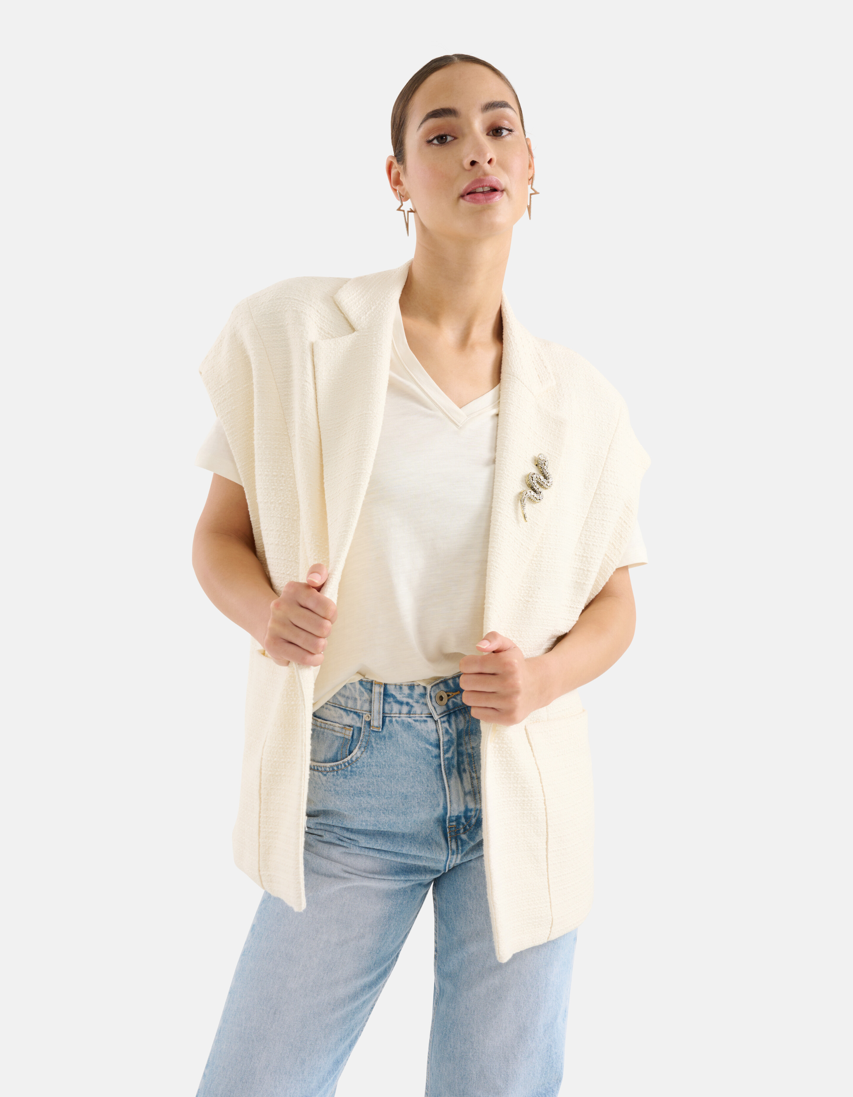 Oversized Gilet Gebroken Wit SHOEBY WOMEN