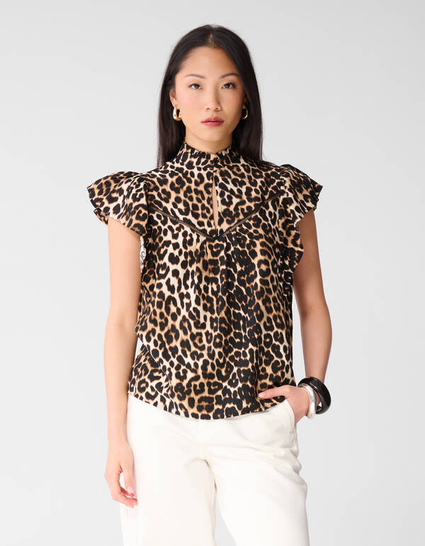Leopard Ruffle Top Bruin SHOEBY WOMEN