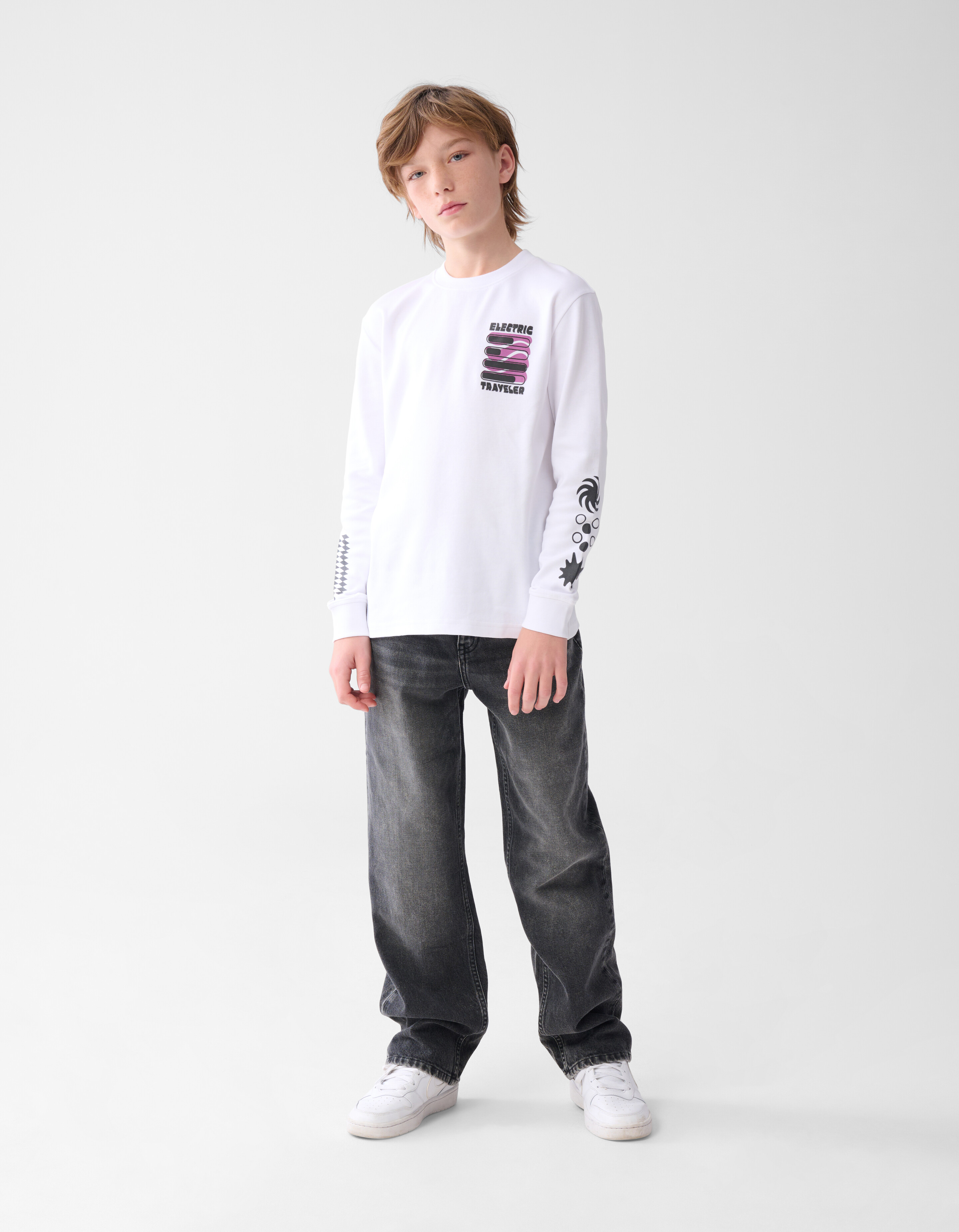 Artwork Longsleeve T-shirt Wit SHOEBY BOYS