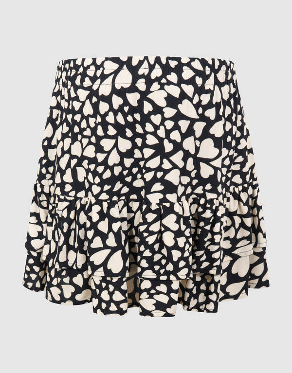 Heart Ruffle Mini Rok Zwart SHOEBY GIRLS