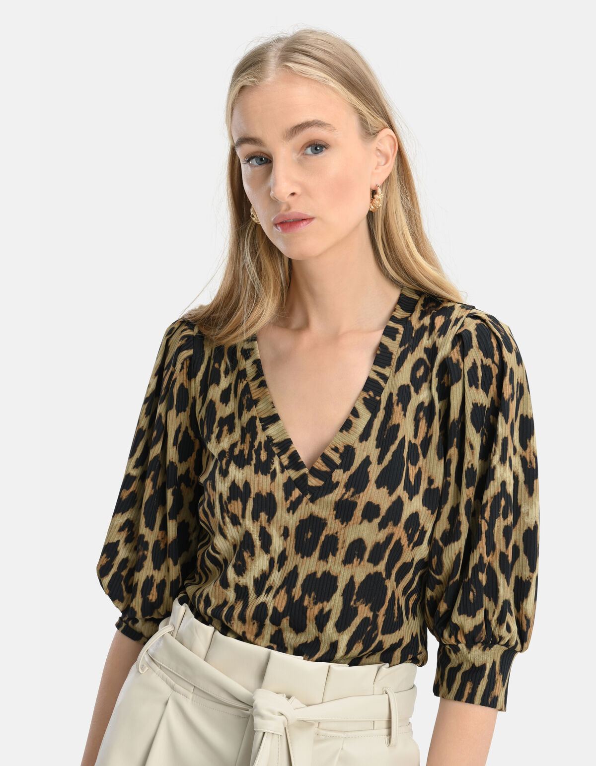Rib Jersey V-Neck T-shirt SHOEBY WOMEN