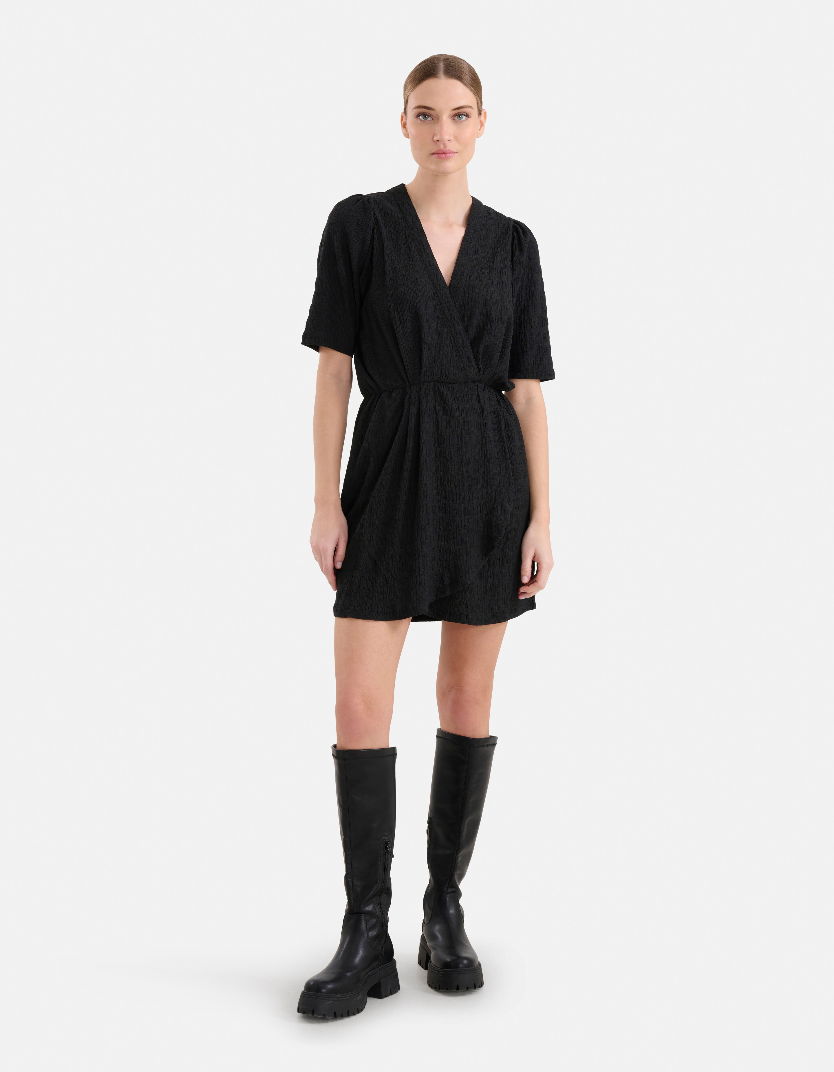 Crinkle Mini Jurk Zwart SHOEBY WOMEN
