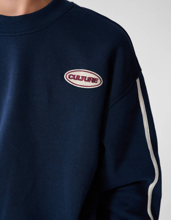 Striped Embroidery Sweater Donkerblauw SHOEBY BOYS