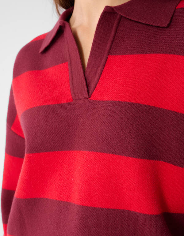 Gestreepte Gebreide Polo Rood SHOEBY WOMEN
