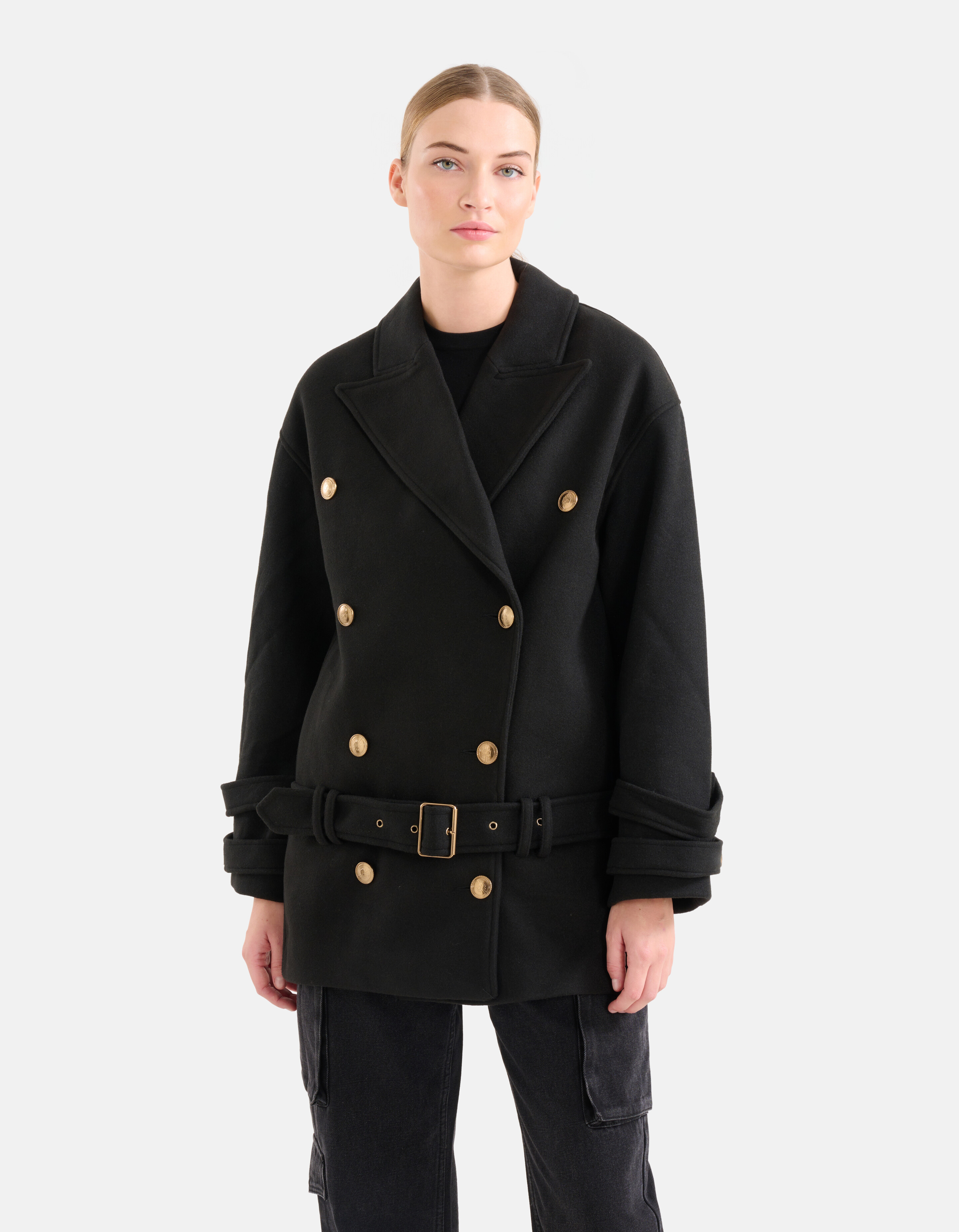 Korte Mantel Jas Zwart SHOEBY WOMEN