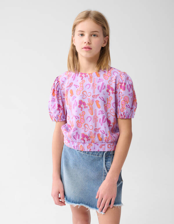 Puff Printed Top Lichtpaars SHOEBY GIRLS