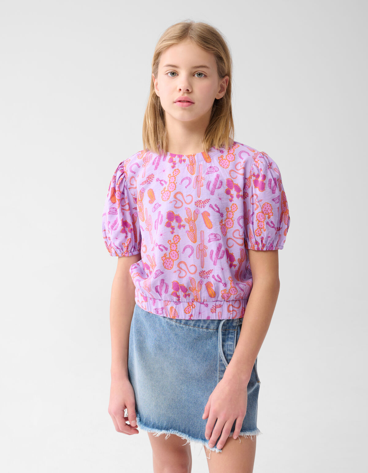 Puff Printed Top Lichtpaars SHOEBY GIRLS