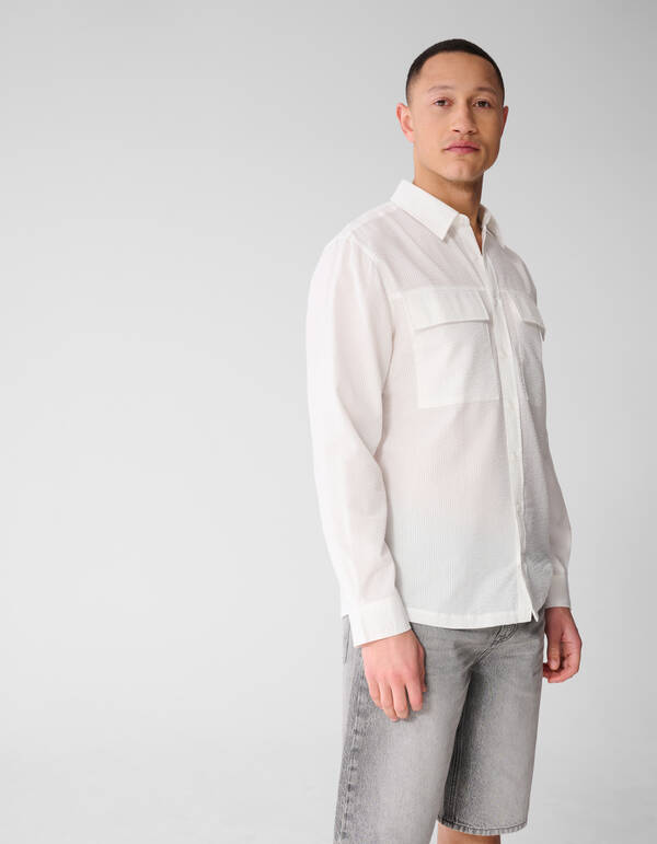 Seersucker Overhemd Wit SHOEBY MEN