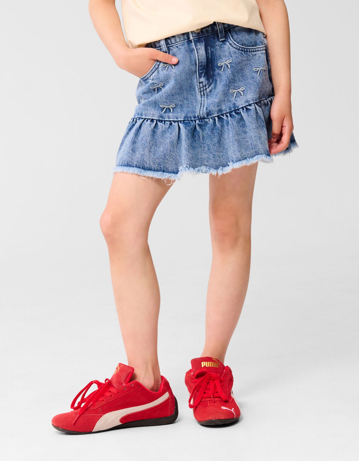 Denim Strik Rok Blauw SHOEBY GIRLS