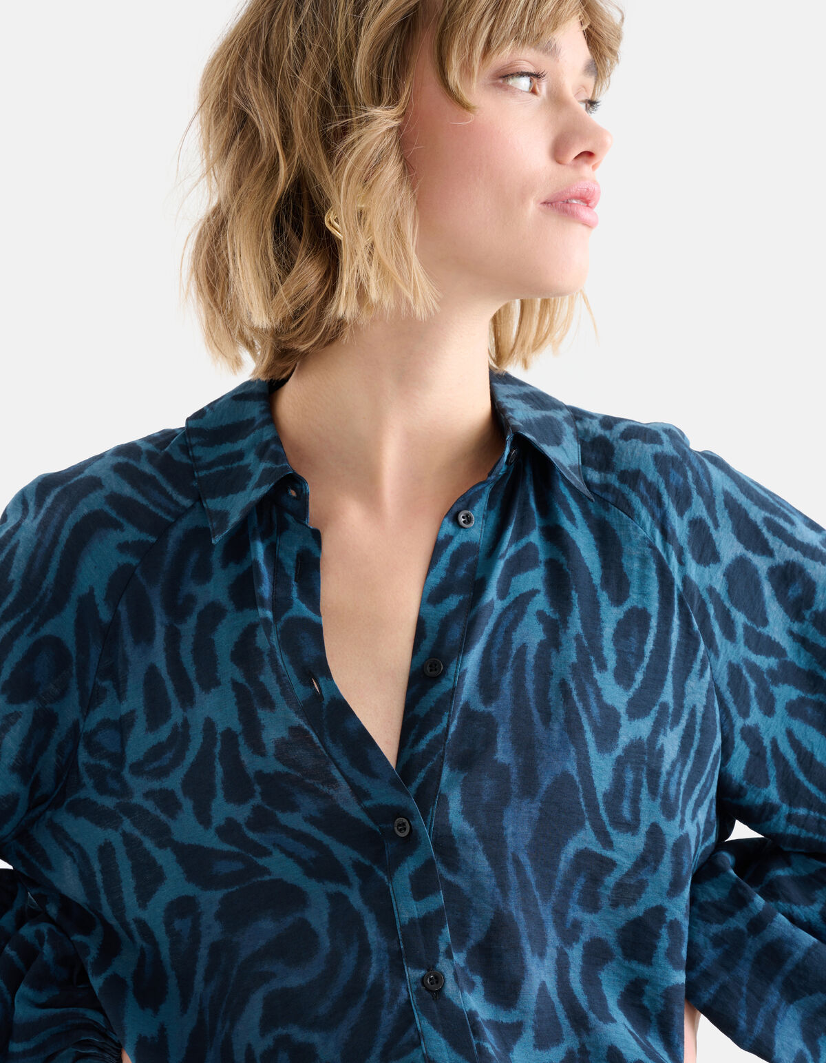 Leopard Print Blouse Blauw SHOEBY WOMEN