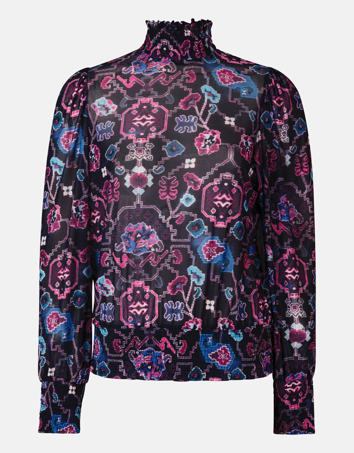 Grafische Print Mesh Top Zwart SHOEBY WOMEN