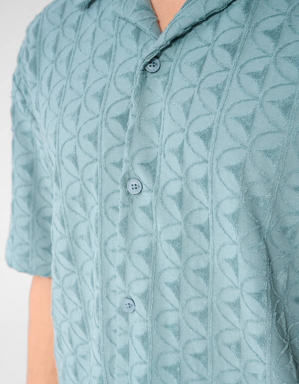 Logo Towelling Overshirt Donkergroen SHOEBY MEN