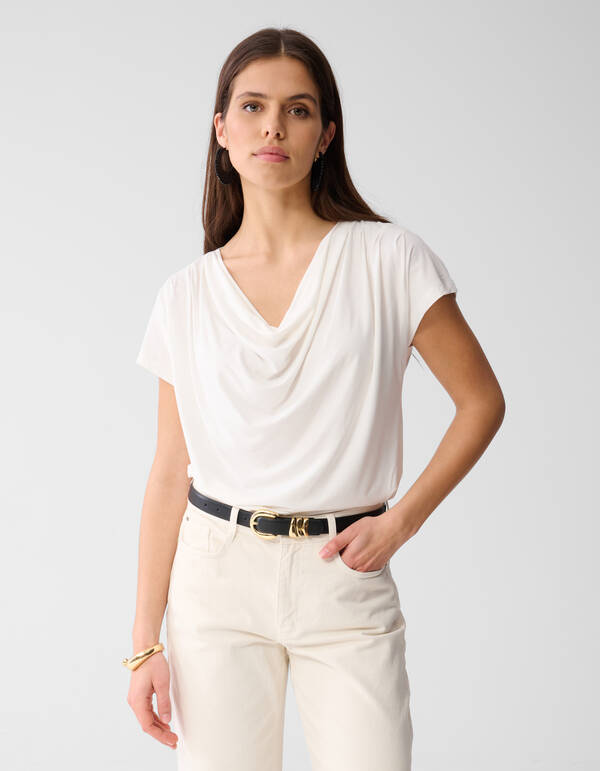 Gedrapeerde Top Gebroken Wit SHOEBY WOMEN