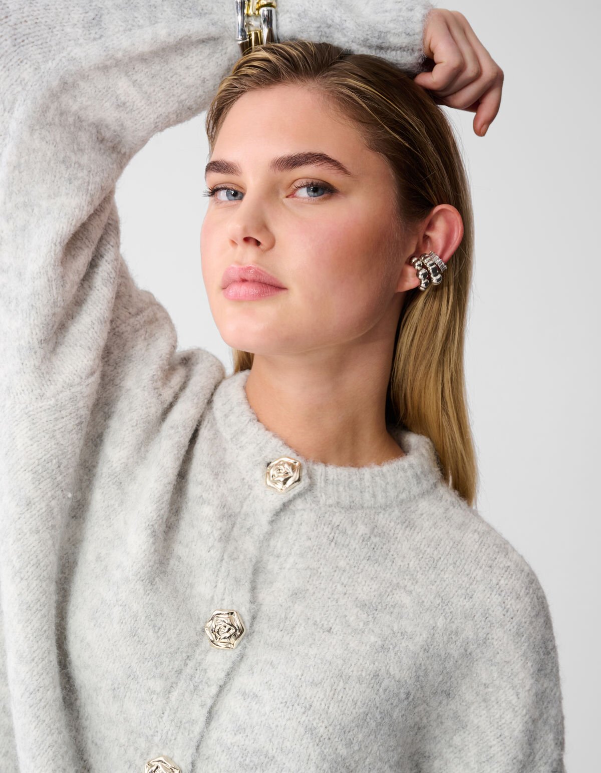 Fancy Button Vest Lichtgrijs SHOEBY WOMEN