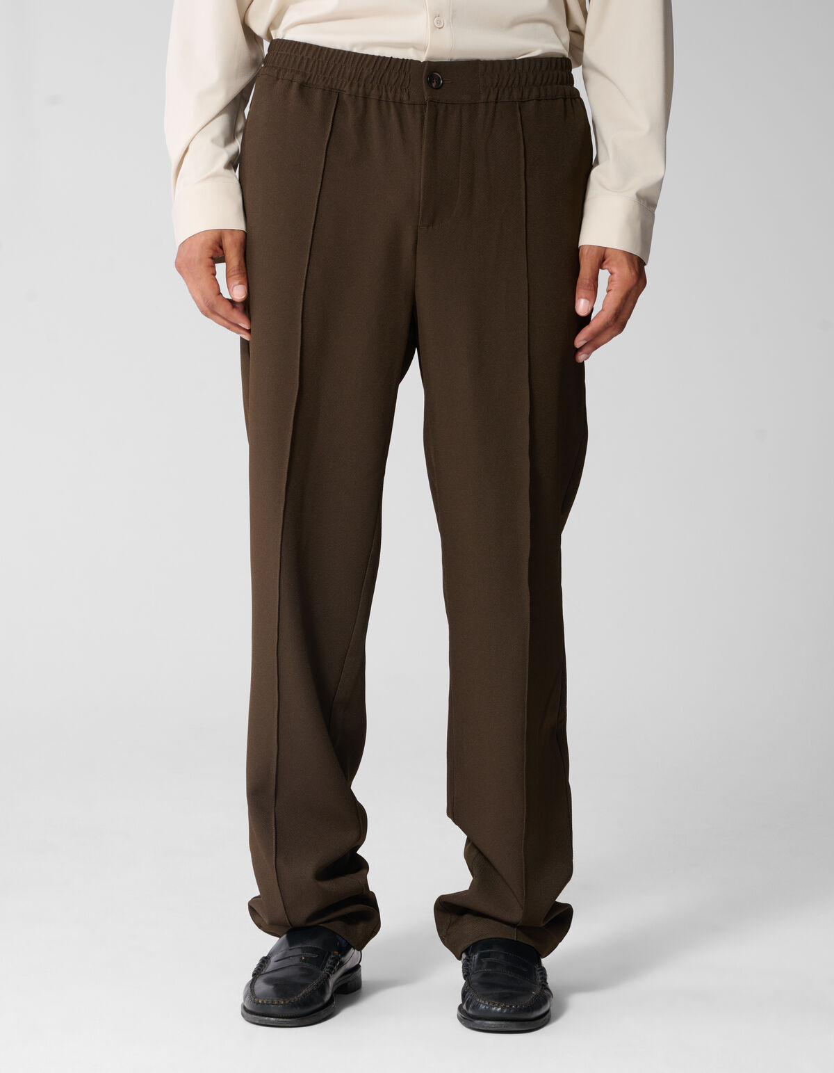 Twill Pintuck Broek Donkerbruin SHOEBY MEN