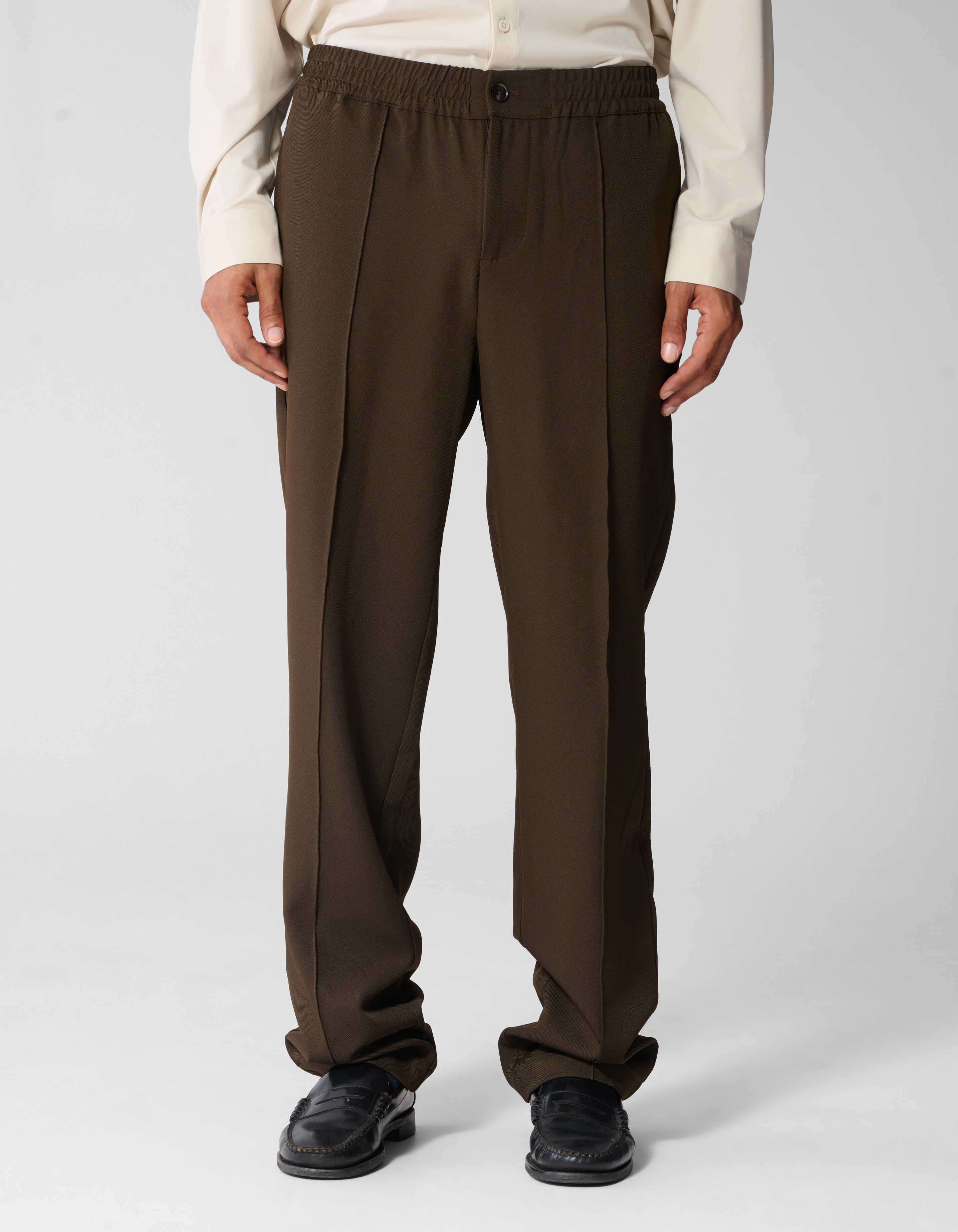 Twill Pintuck Broek Donkerbruin SHOEBY MEN