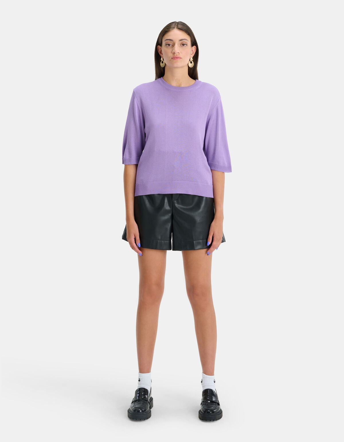 Round Knit T-shirt Paars EKSEPT