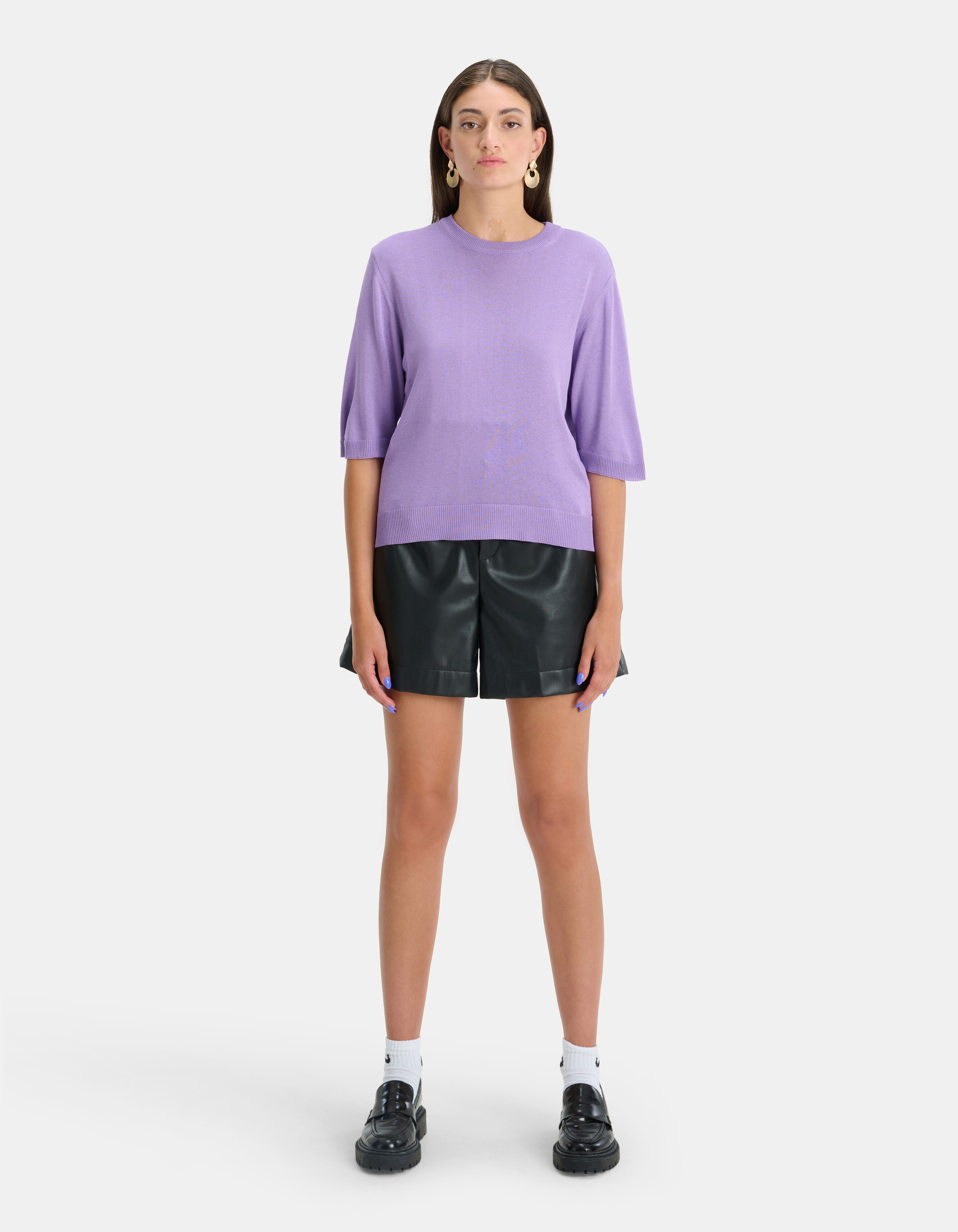 Round Knit T-shirt Paars EKSEPT