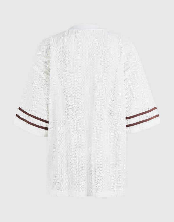 Oversized Baseball T-shirt Gebroken Wit By Fred SHOEBY WOMEN
