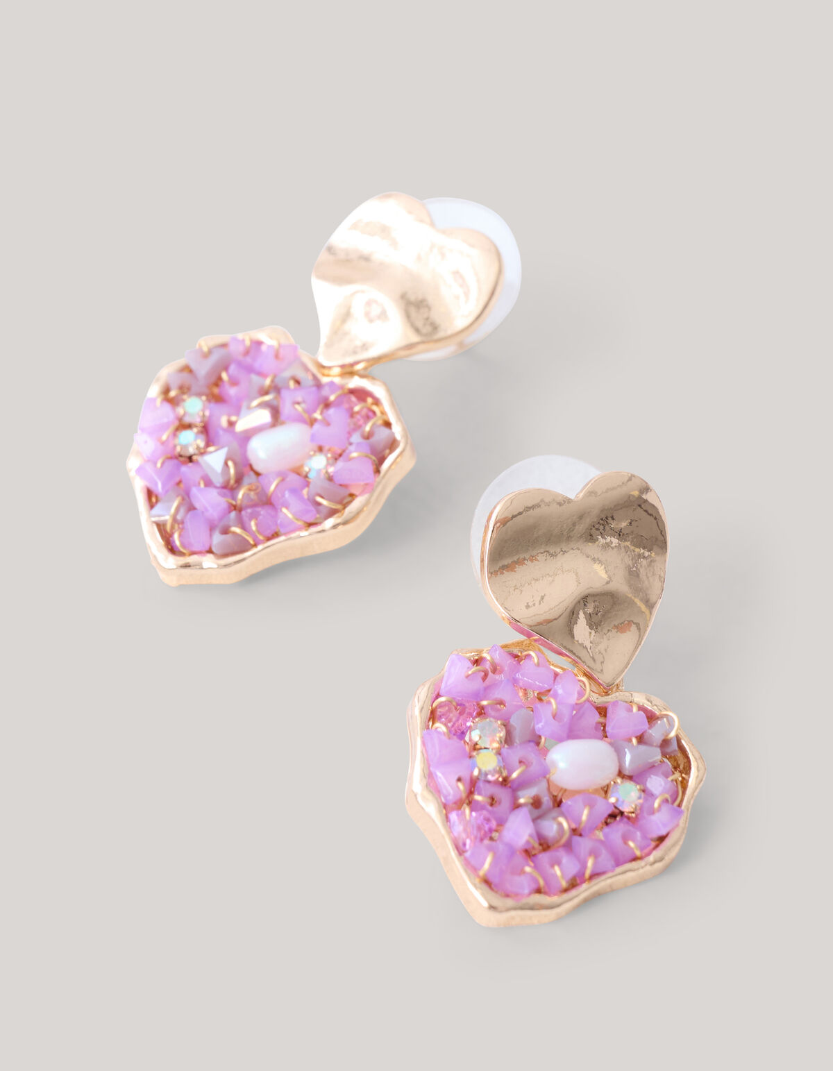 Beaded Heart Oorbellen Roze SHOEBY ACCESSOIRES