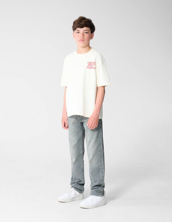 Festival Artwork T-shirt Gebroken Wit SHOEBY BOYS