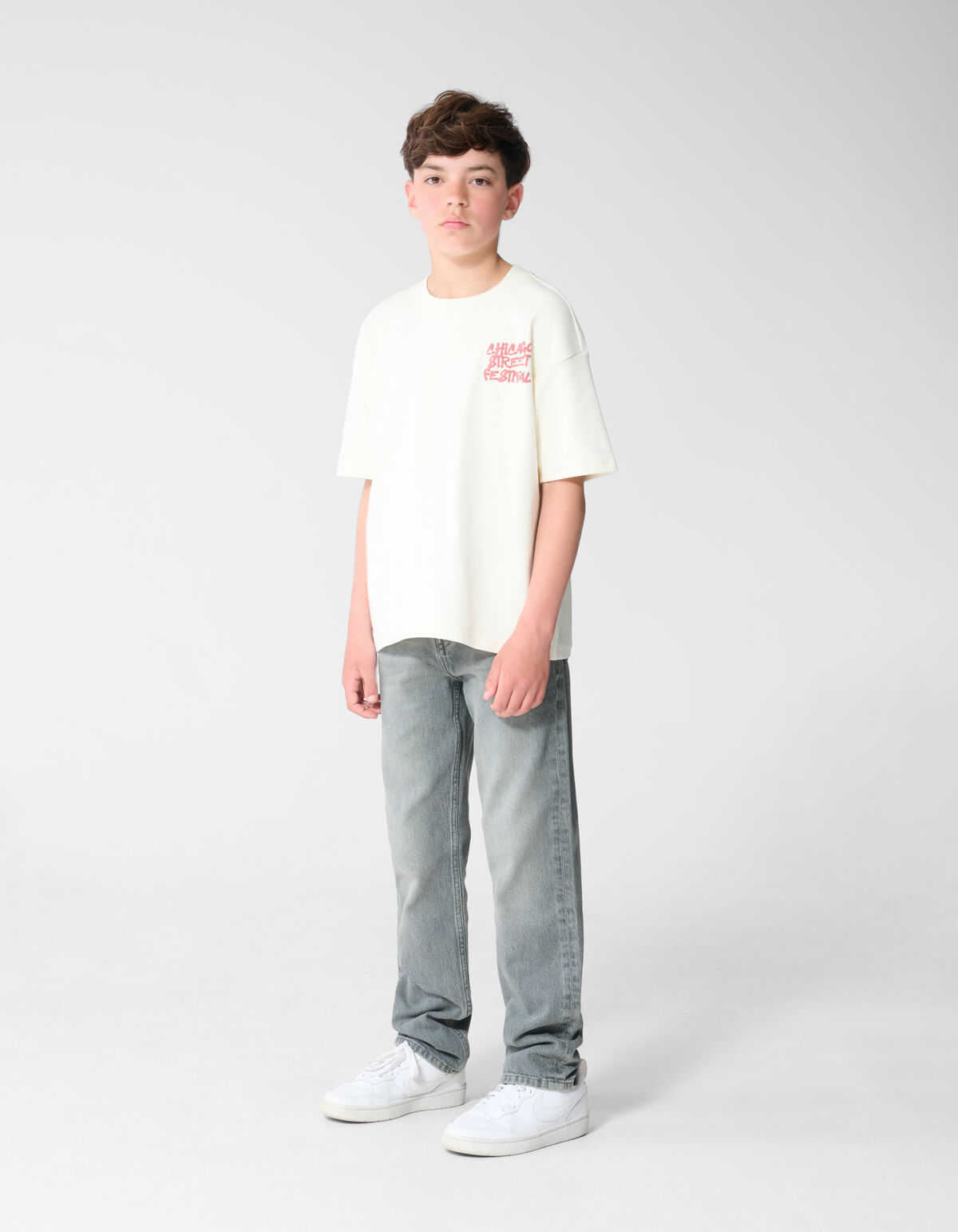 Festival Artwork T-shirt Gebroken Wit SHOEBY BOYS