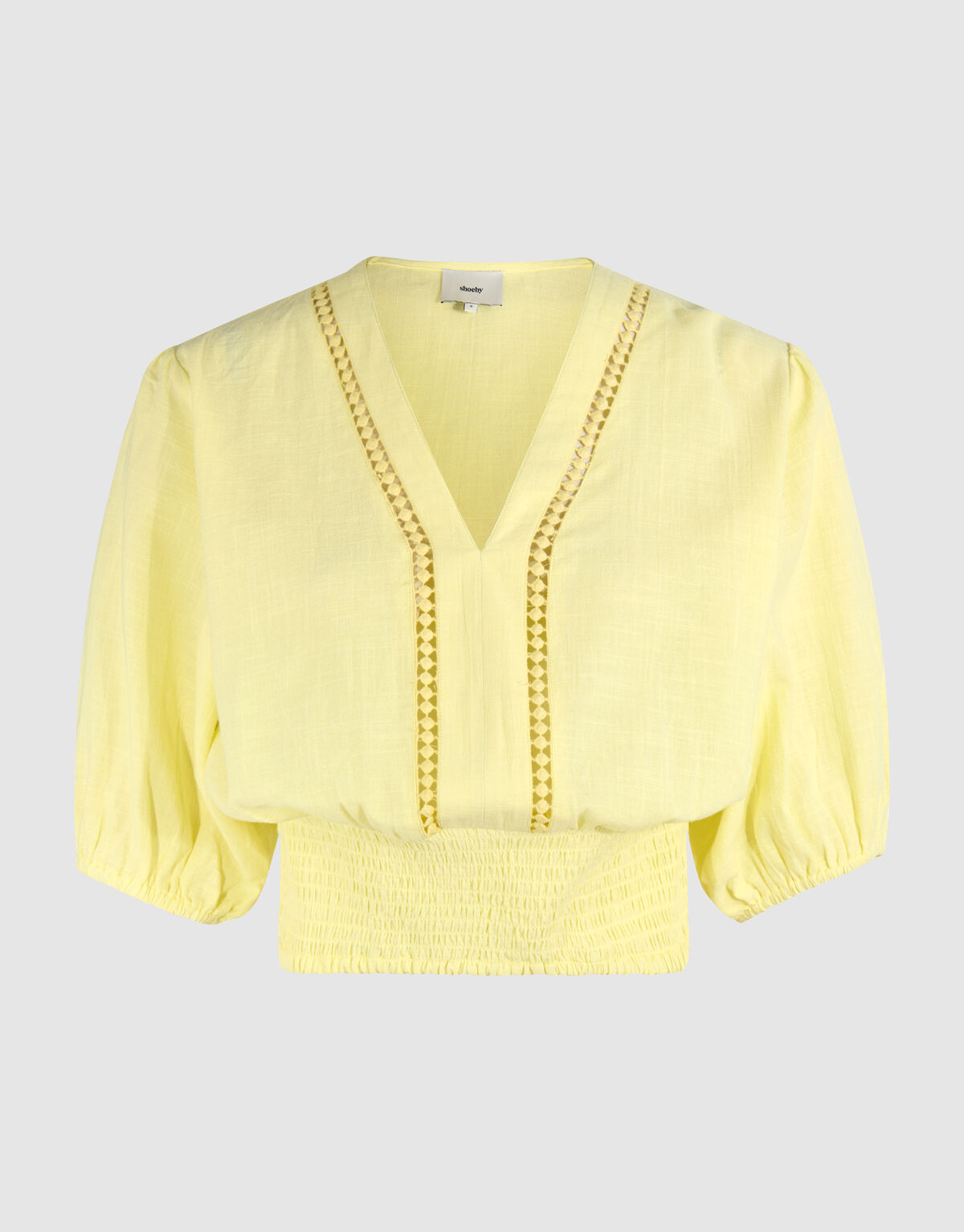 Embroidery Crop Top Lichtgeel SHOEBY WOMEN