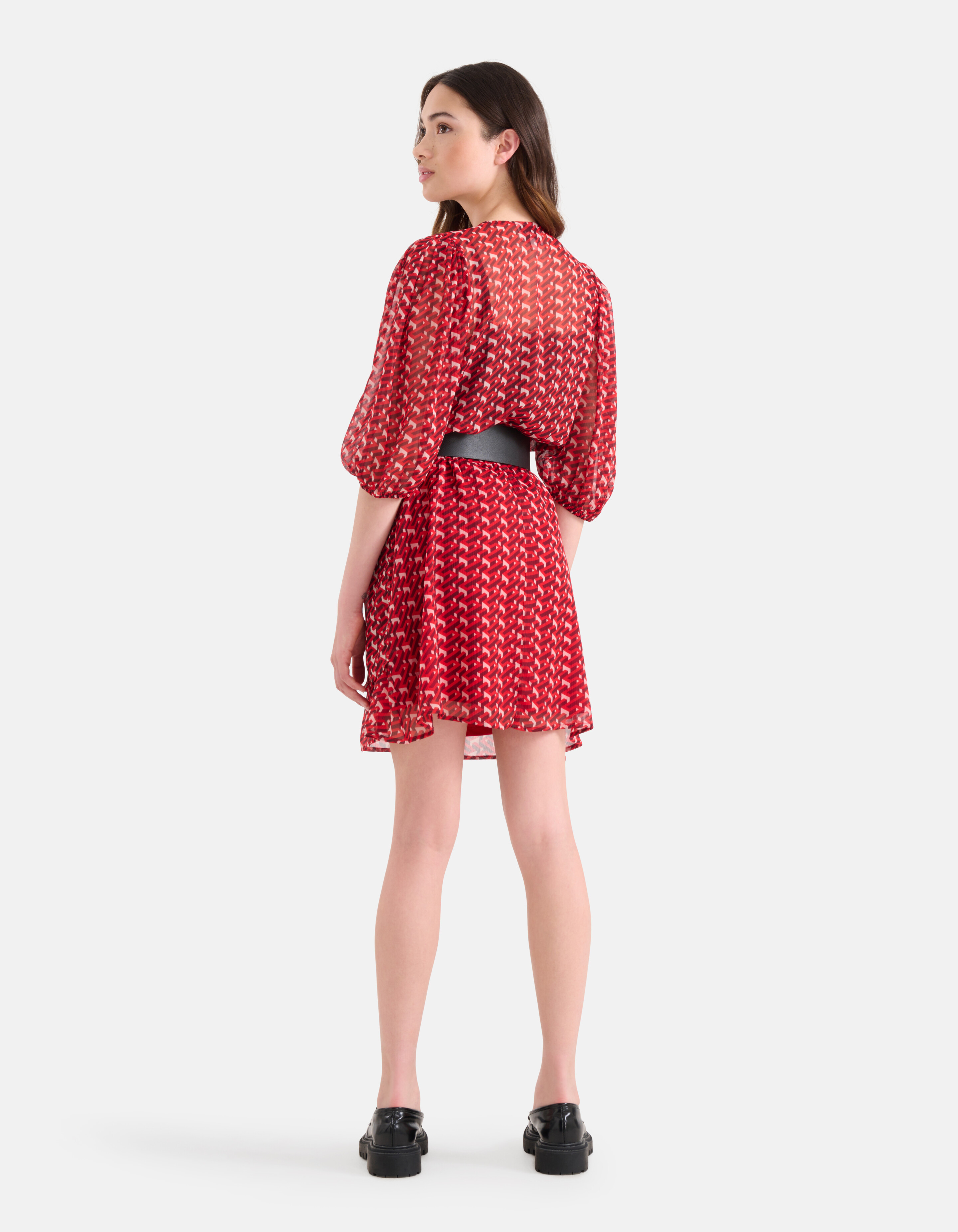 Retro Chiffon Jurk Rood SHOEBY WOMEN