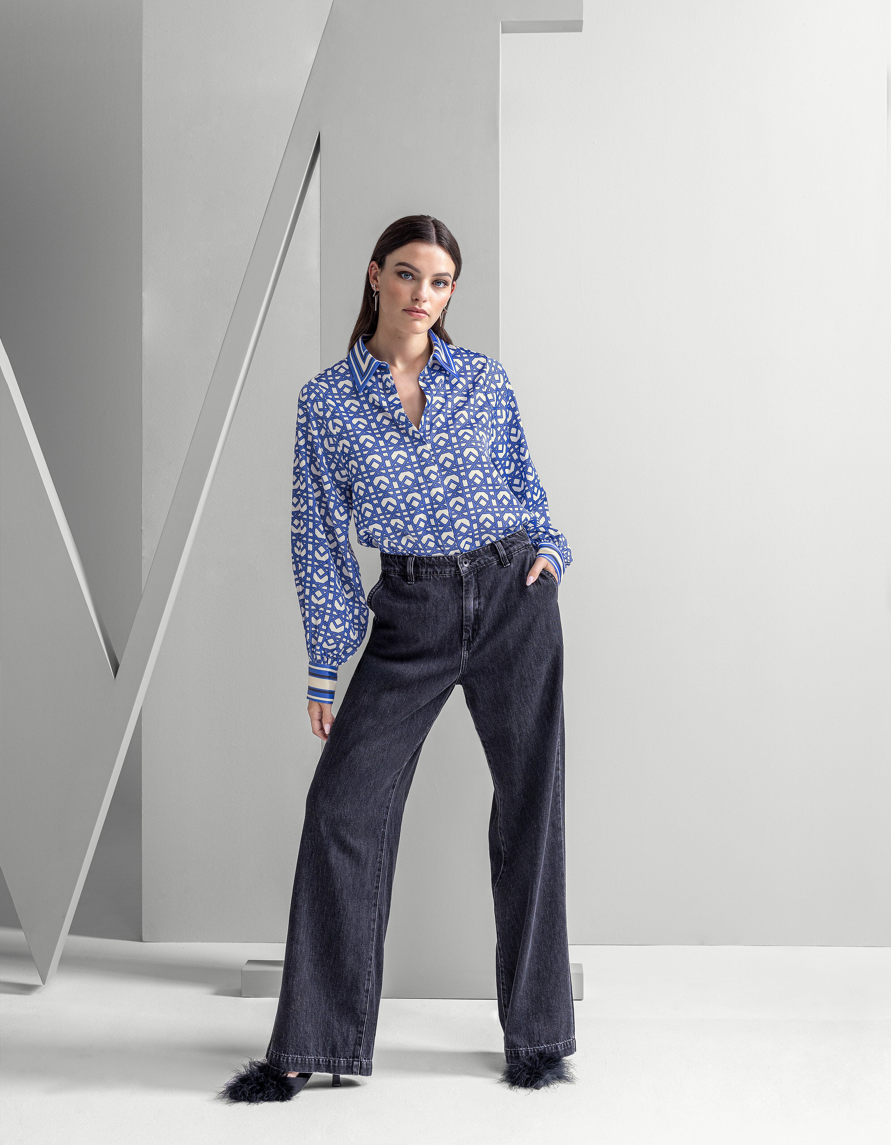 Grafische Retro Blouse Paars SHOEBY WOMEN
