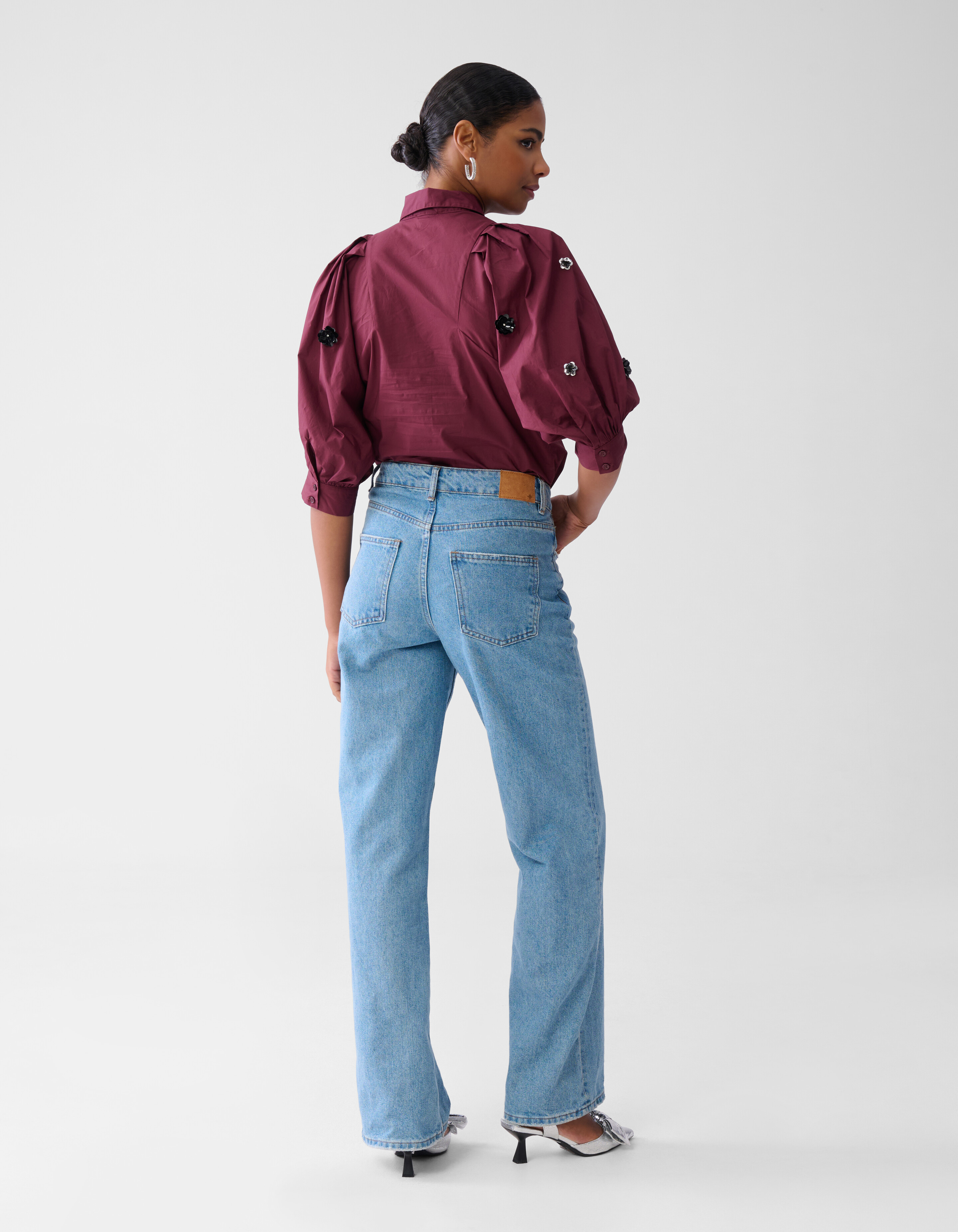 Flower Poplin Blouse Bordeaux SHOEBY WOMEN