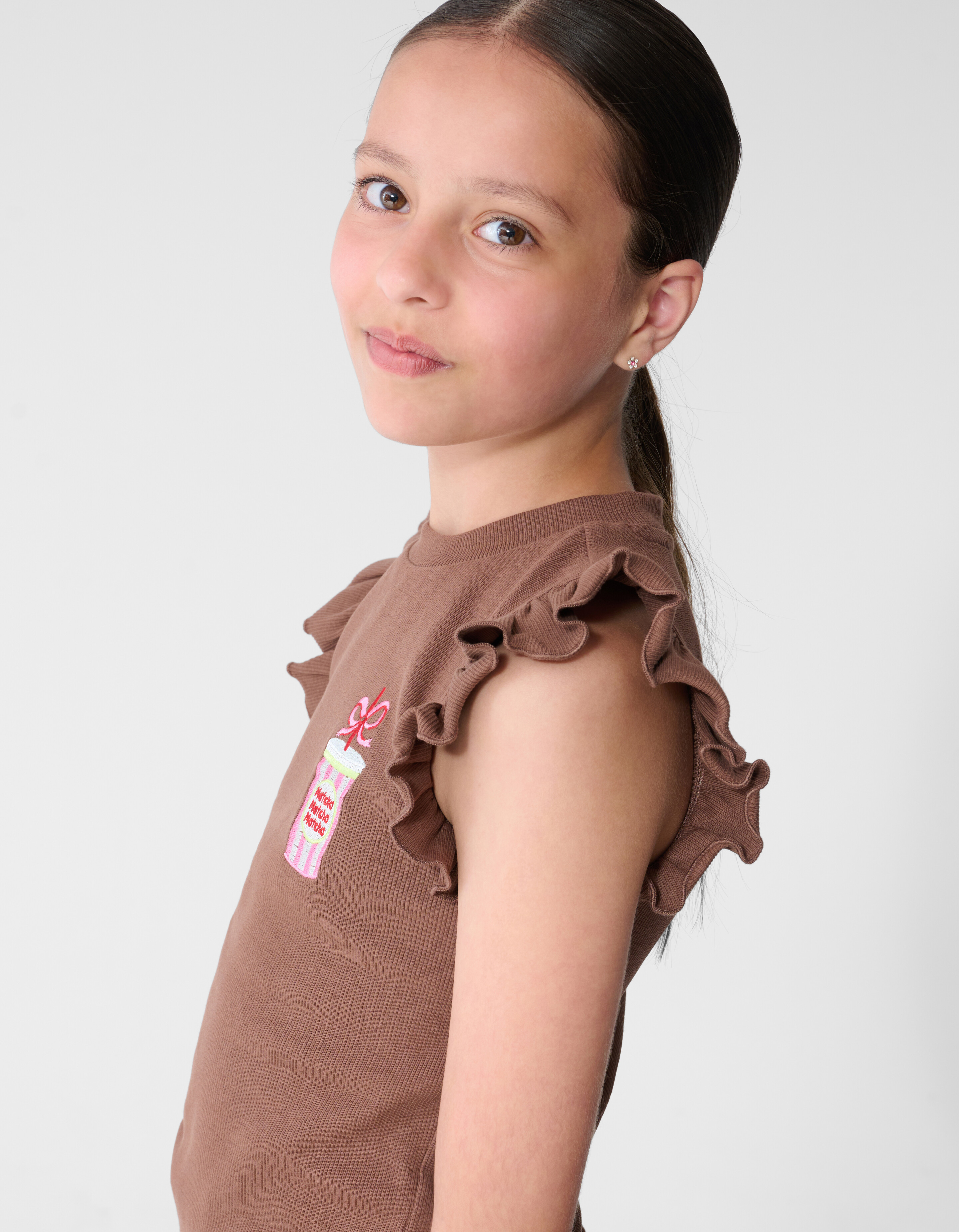 Matcha Ruffle Rib Top Bruin SHOEBY GIRLS
