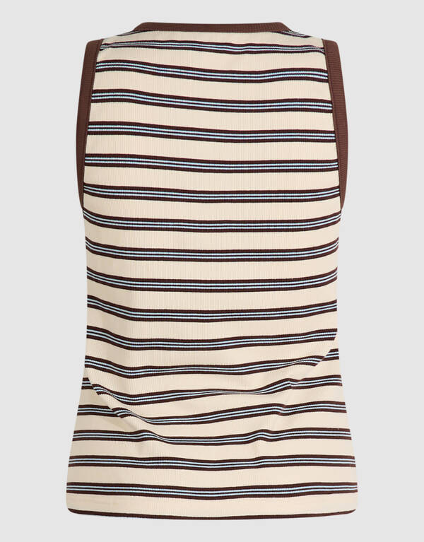 Gestreept Label Singlet Gebroken Wit SHOEBY WOMEN