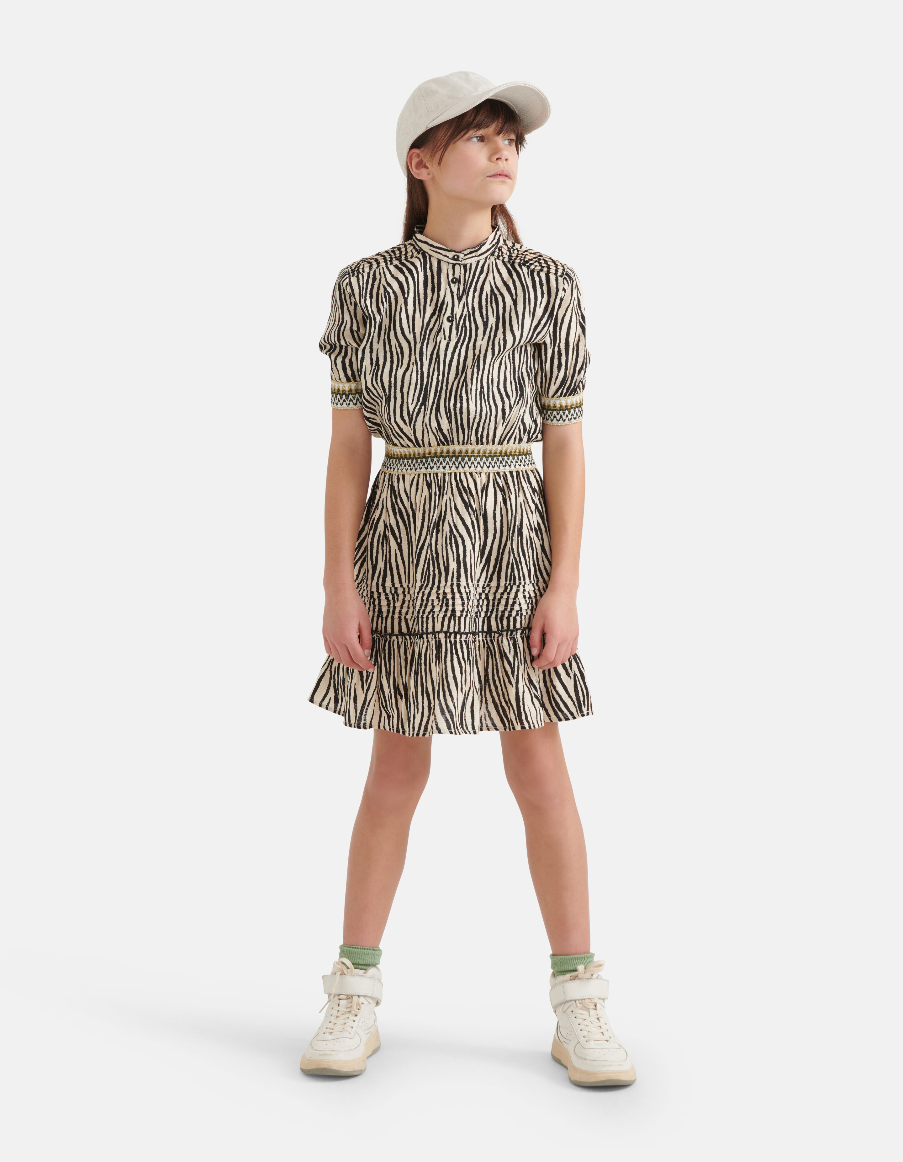 Zebra Print Jurk Zwart/Gebroken Wit SHOEBY GIRLS