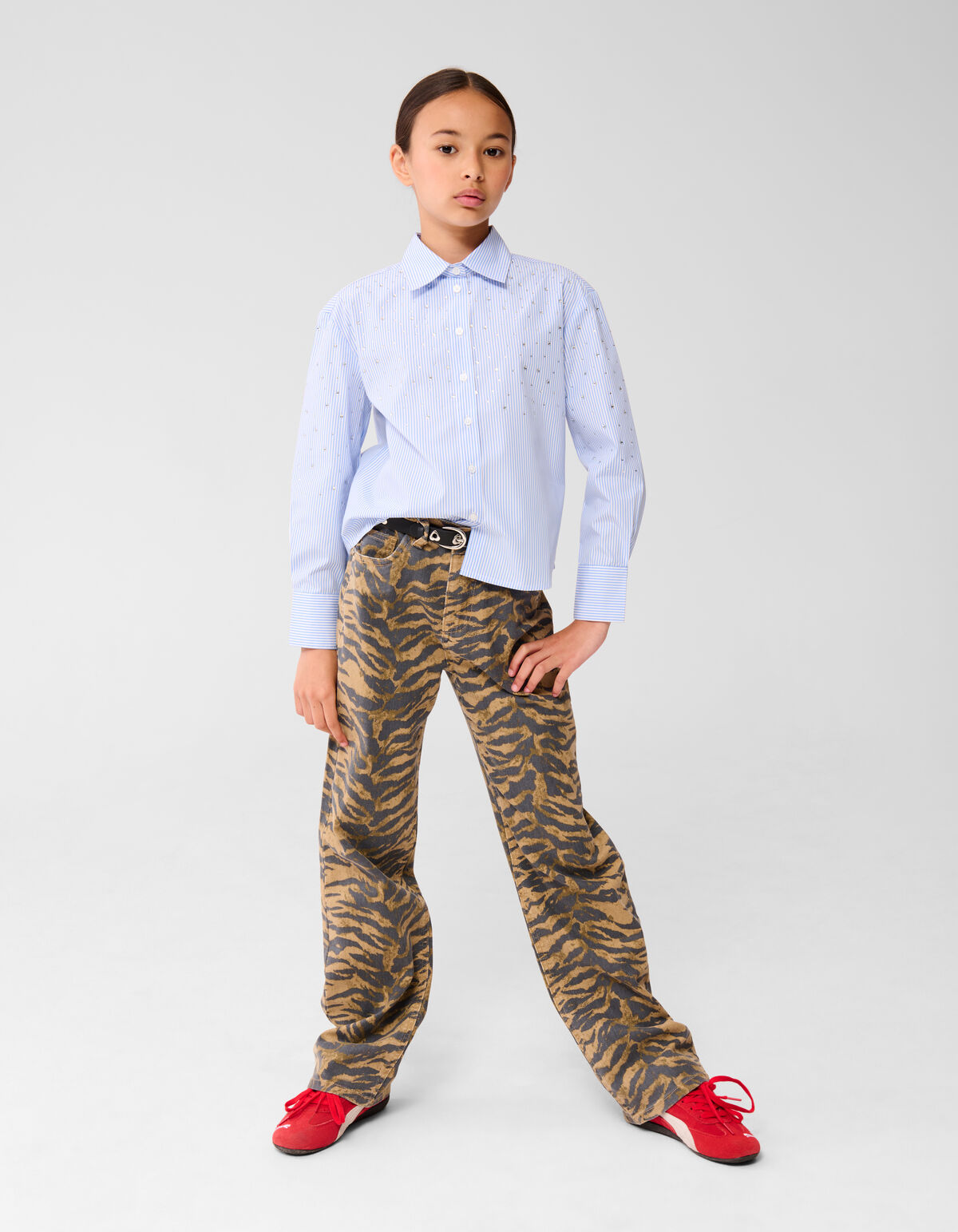 Pinstripe Strass Blouse Lichtblauw SHOEBY GIRLS