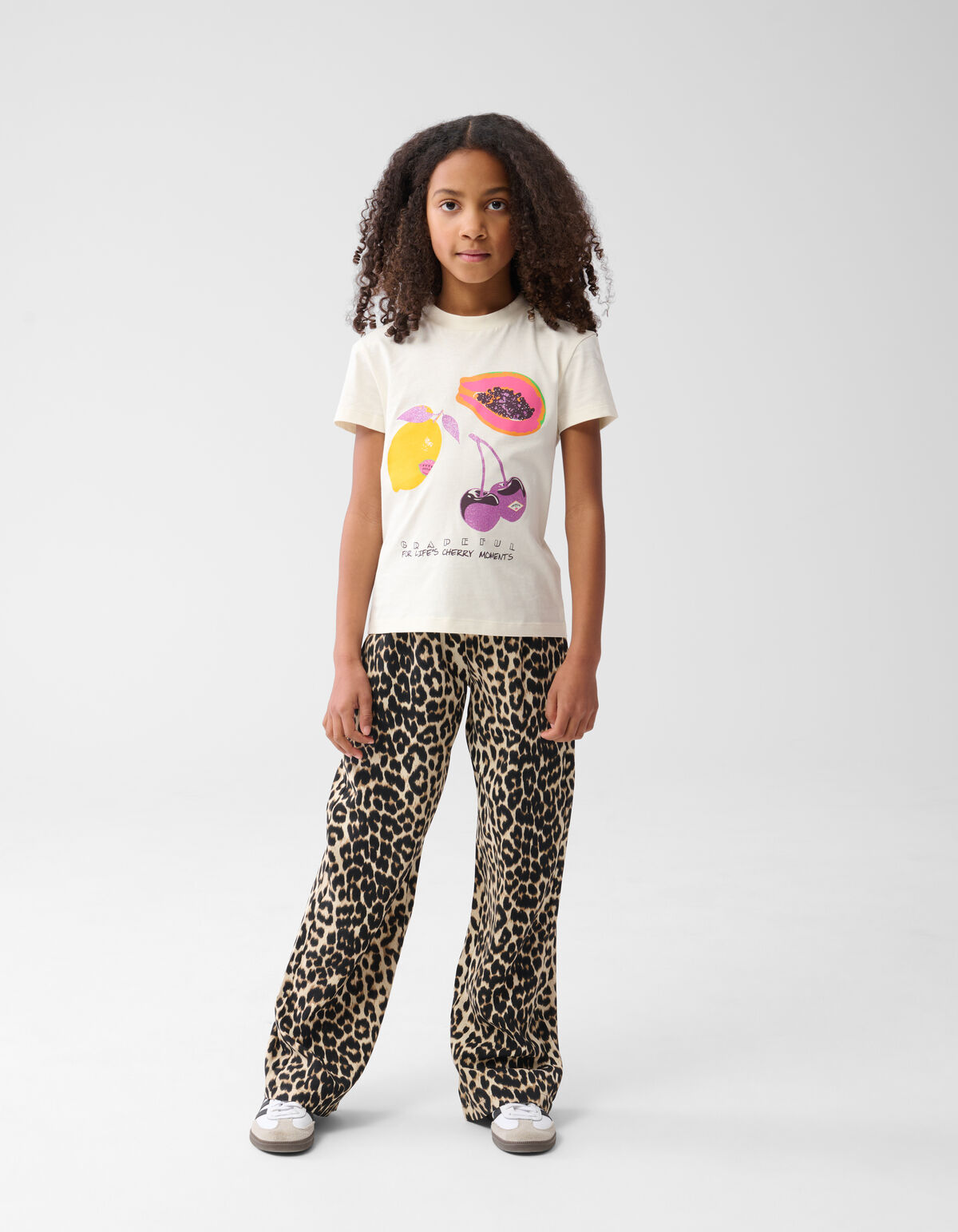 Fruit Glitter T-shirt Gebroken Wit SHOEBY GIRLS