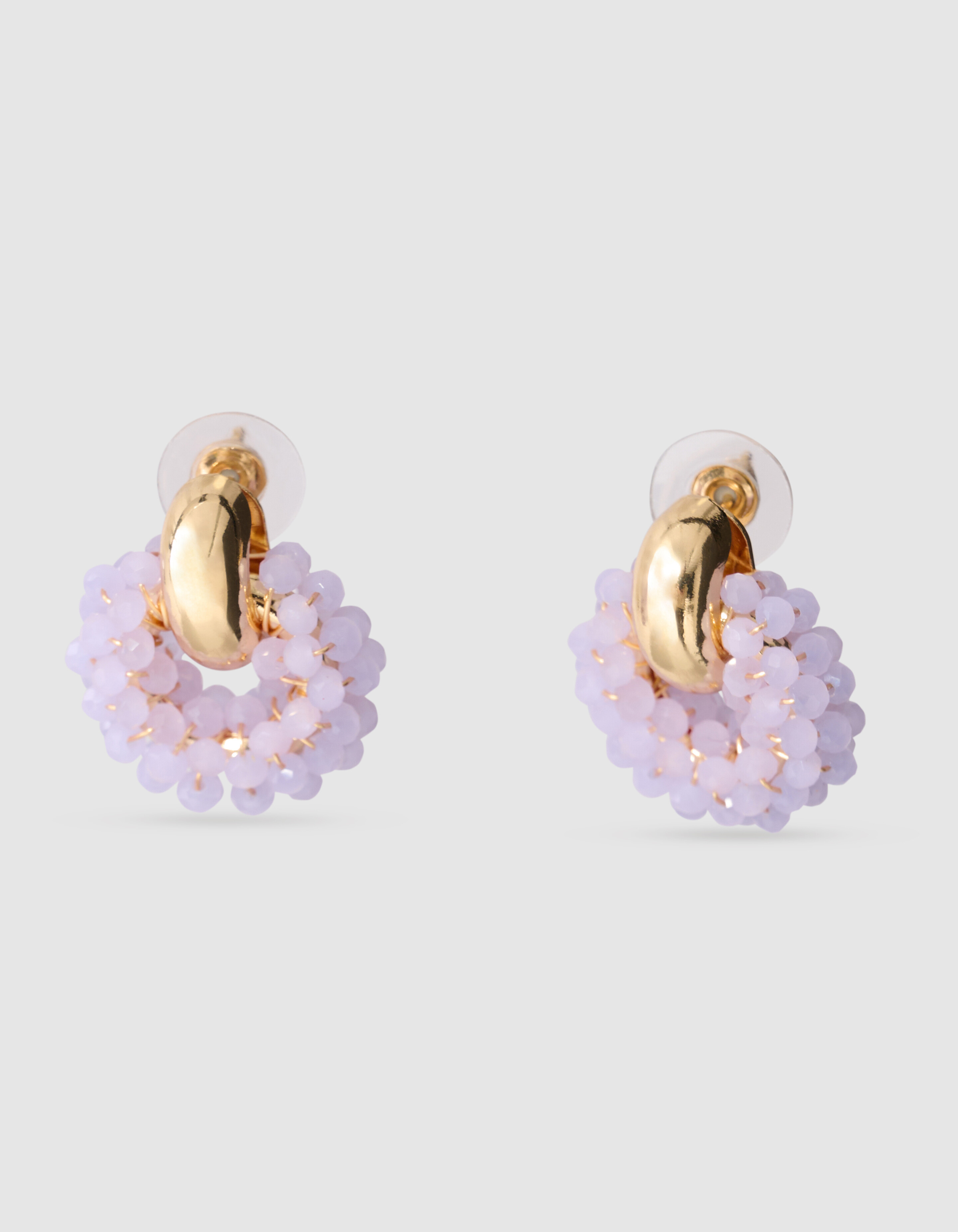 Ronde Beaded Oorbellen Lichtpaars SHOEBY ACCESSOIRES