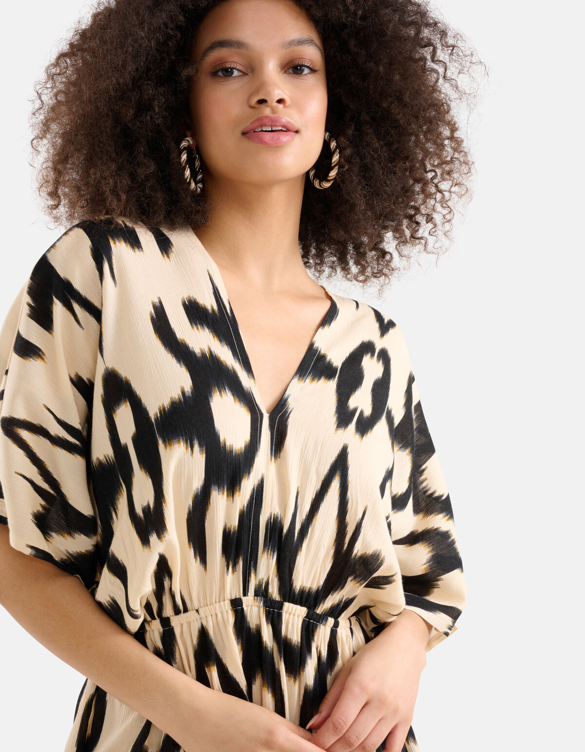 Crinkle Jurk Zwart/Gebroken Wit SHOEBY WOMEN