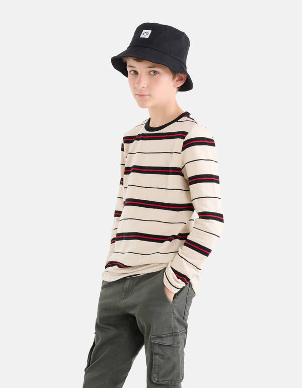 Gestreept T-shirt Gebroken Wit SHOEBY BOYS
