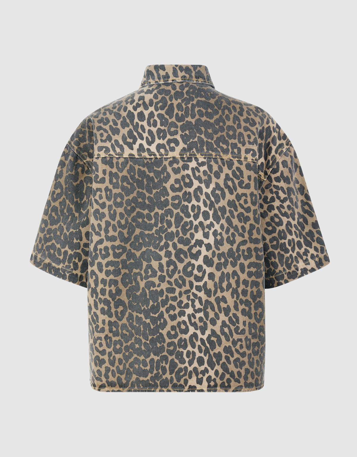 Oversized Leopard Denim Blouse Bruin SHOEBY WOMEN