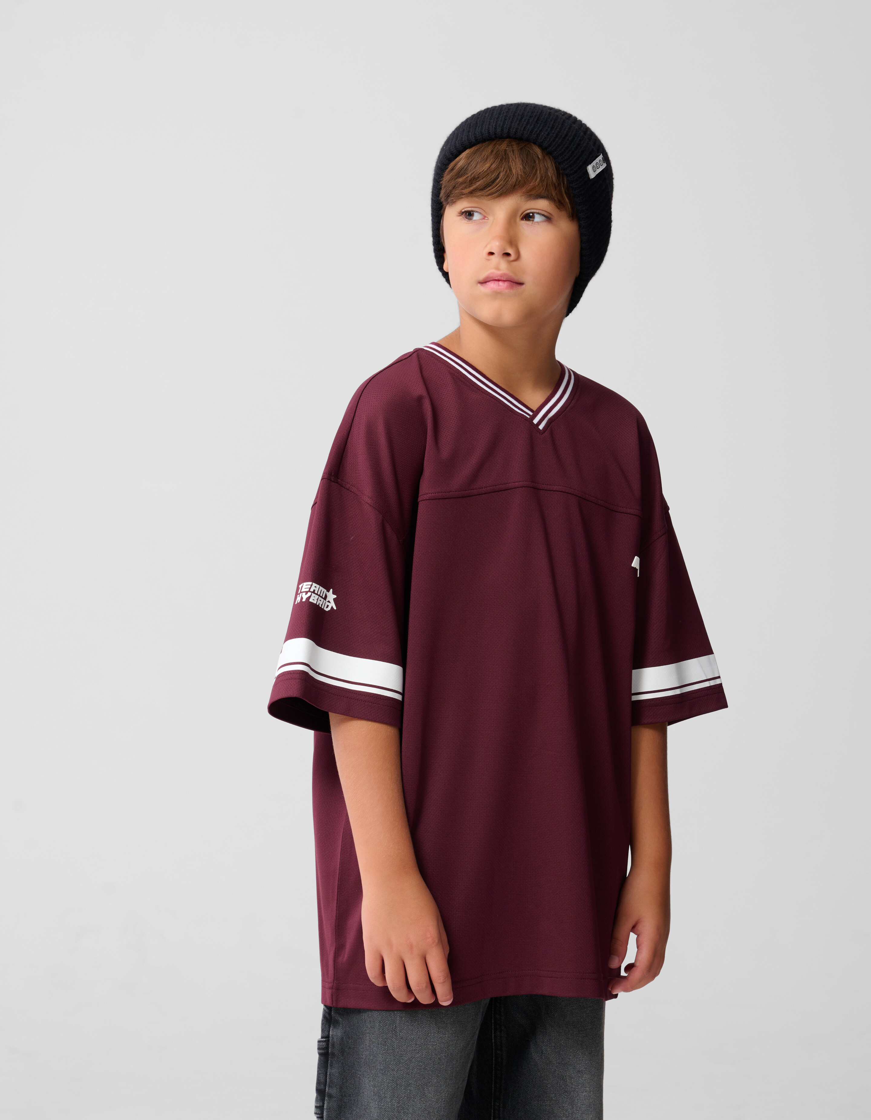 Oversized Baseball T-shirt Donkerrood SHOEBY BOYS