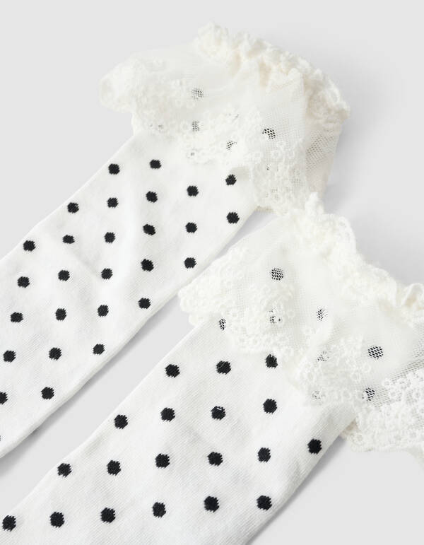 Kanten Polkadot Sokken Gebroken Wit SHOEBY ACCESSOIRES