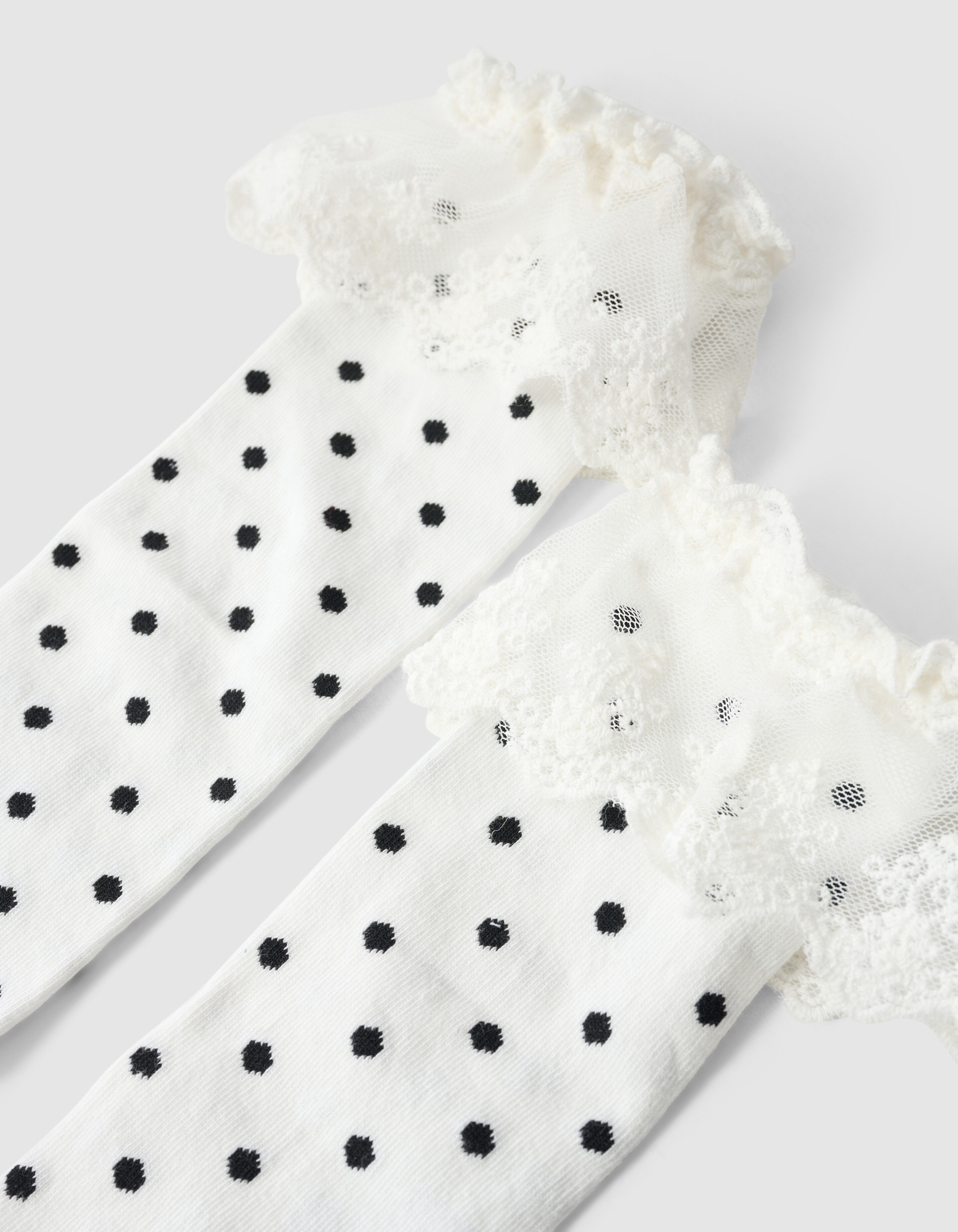 Kanten Polkadot Sokken Gebroken Wit SHOEBY ACCESSOIRES