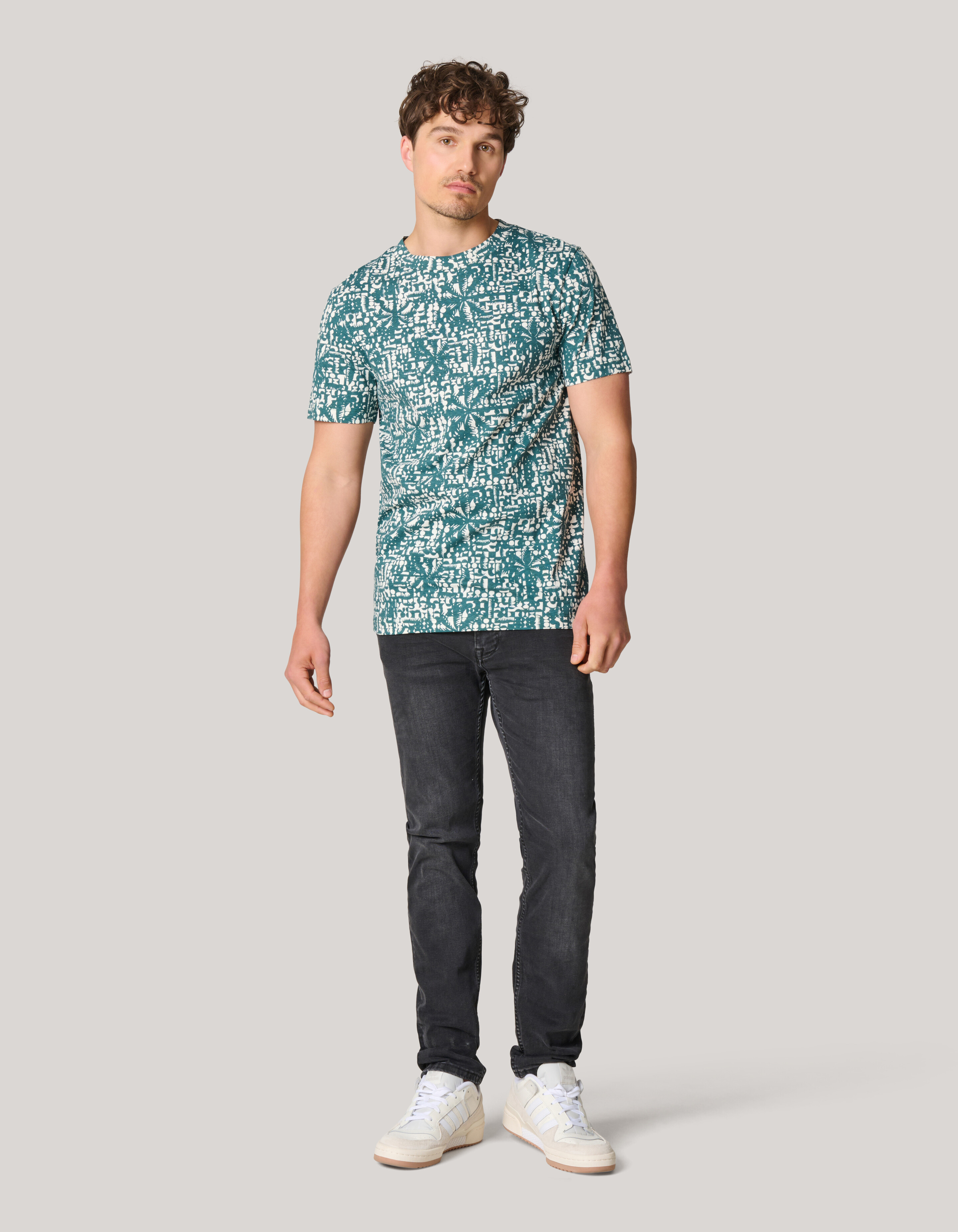 Printed T-shirt Turquoise SHOEBY MEN