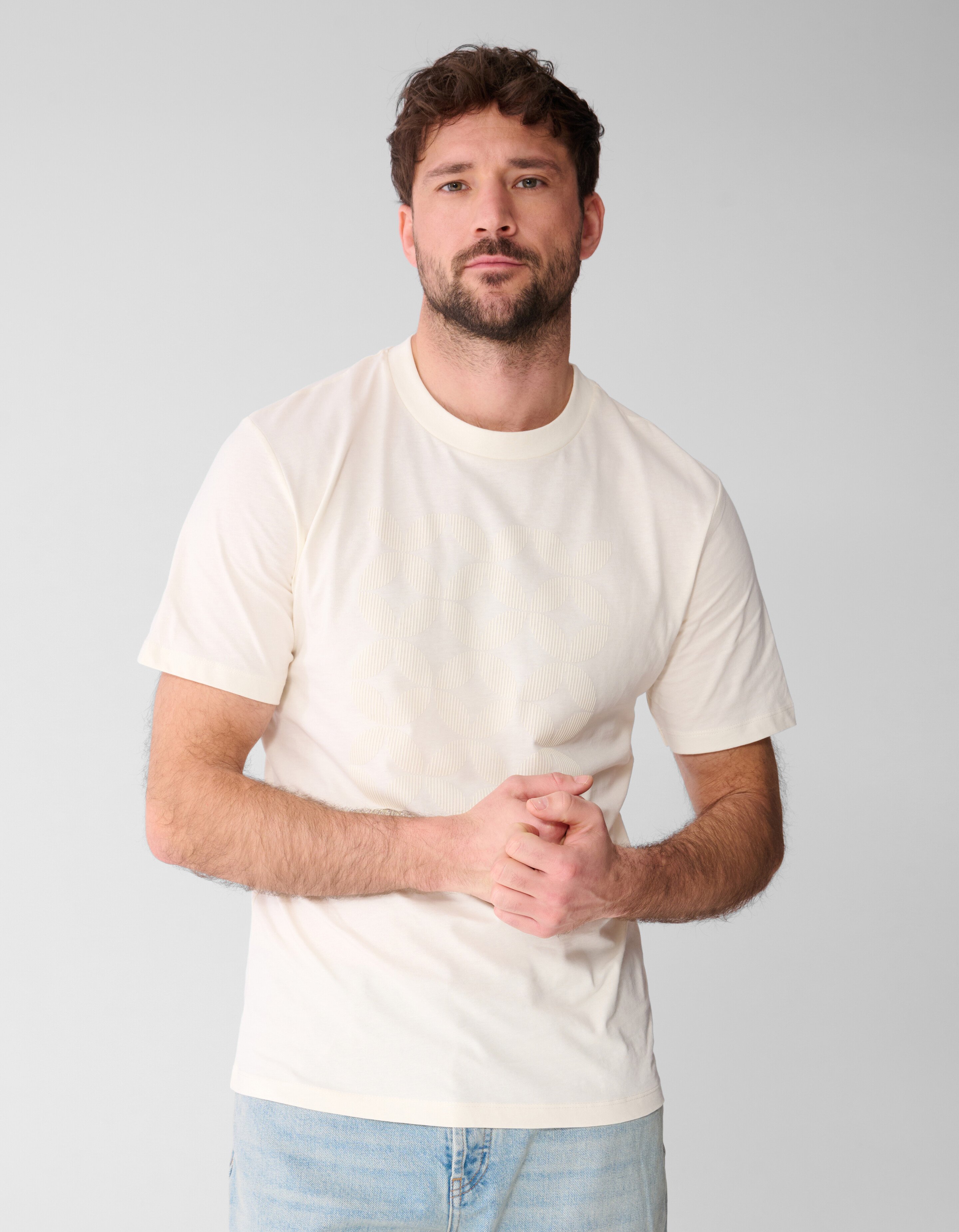 Stripe Artwork T-shirt Gebroken Wit SHOEBY MEN