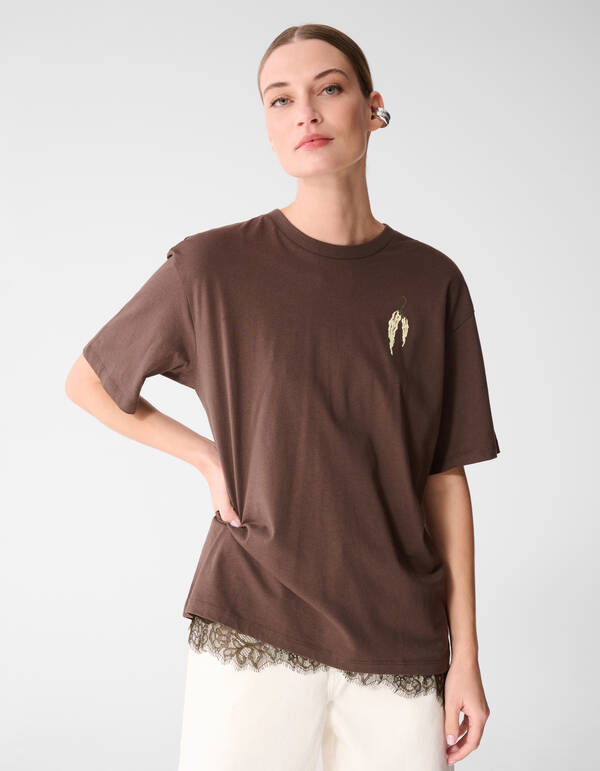 Pepper Artwork T-shirt Bruin SHOEBY WOMEN