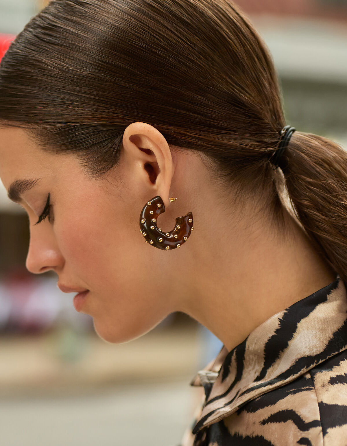 Studded Hoops Oorbellen Bruin SHOEBY ACCESSOIRES