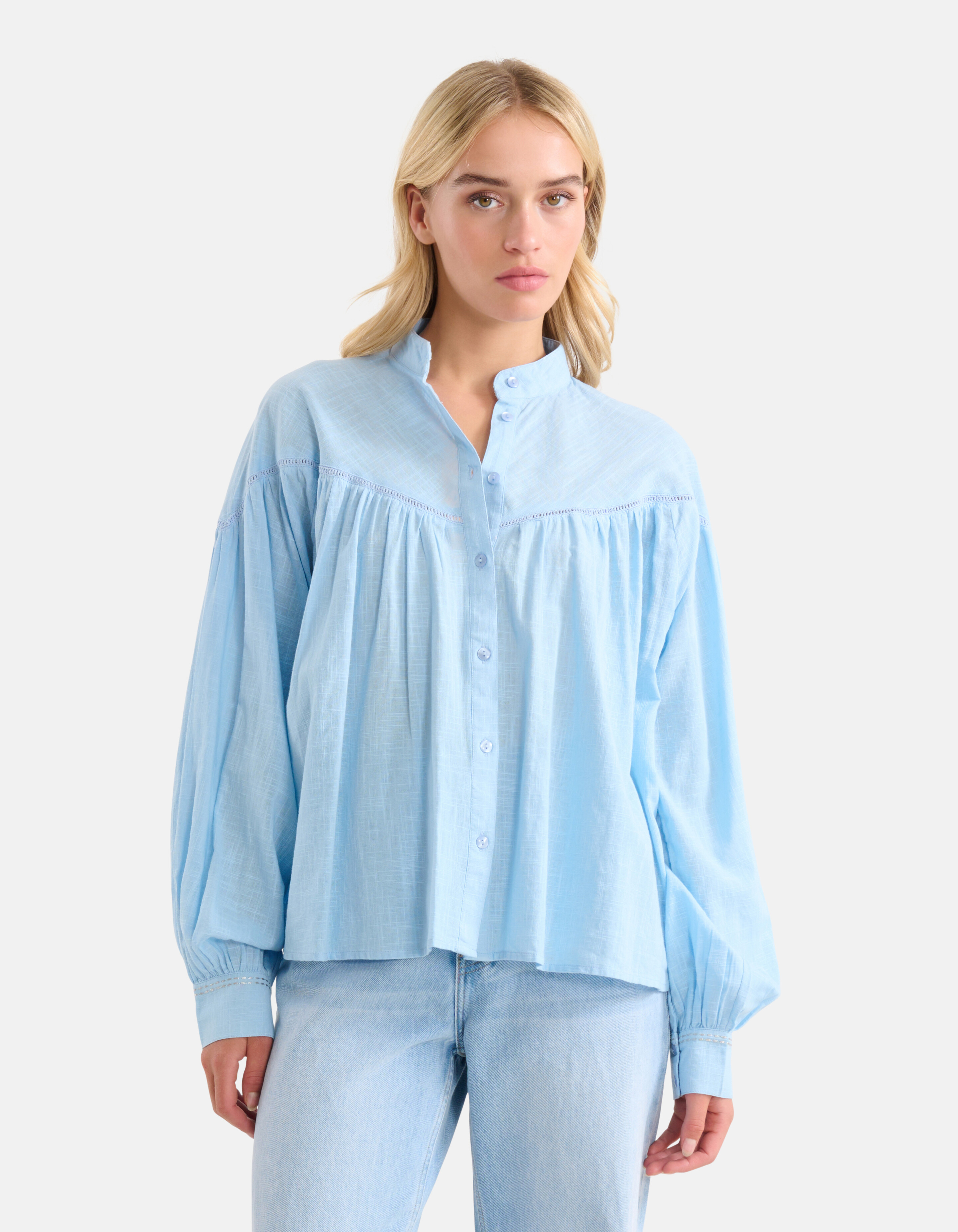 Embroidery Blouse Blauw SHOEBY WOMEN