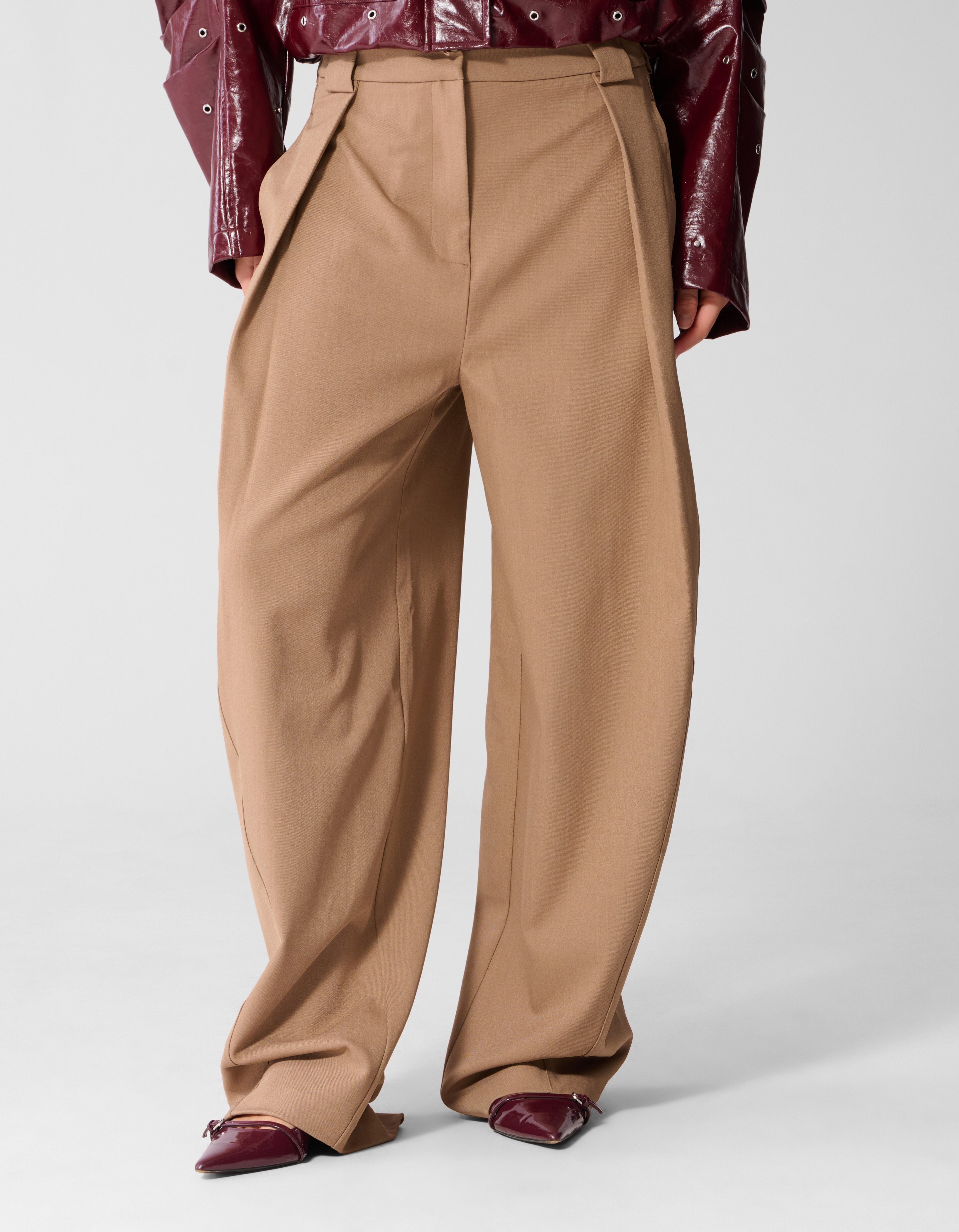 Woven Detailed Broek Bruin SHOEBY WOMEN