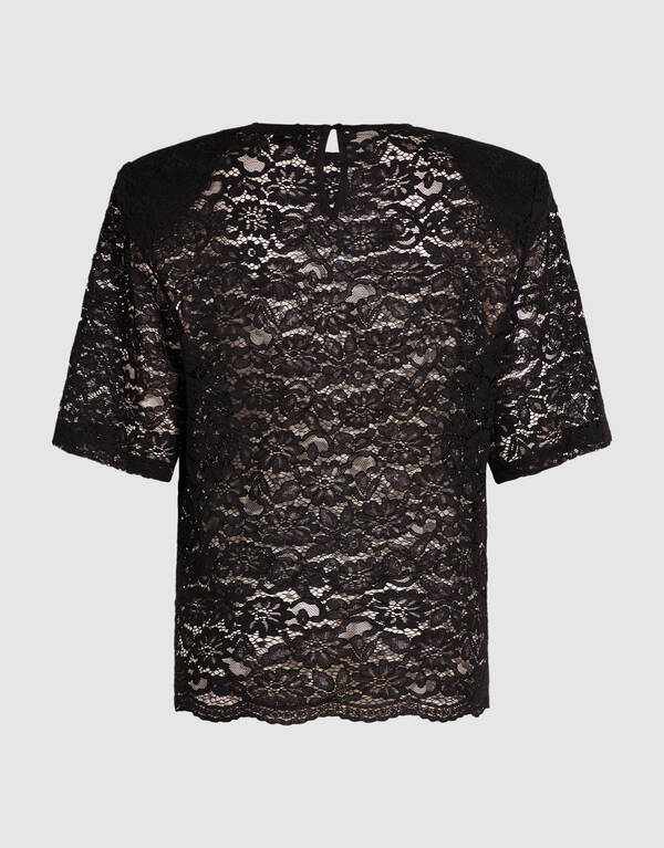 Lace Shoulder Top Zwart SHOEBY WOMEN
