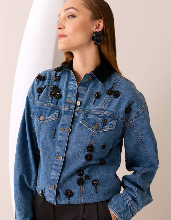 Embellished Denim Jack Blauw By Mieke SHOEBY WOMEN